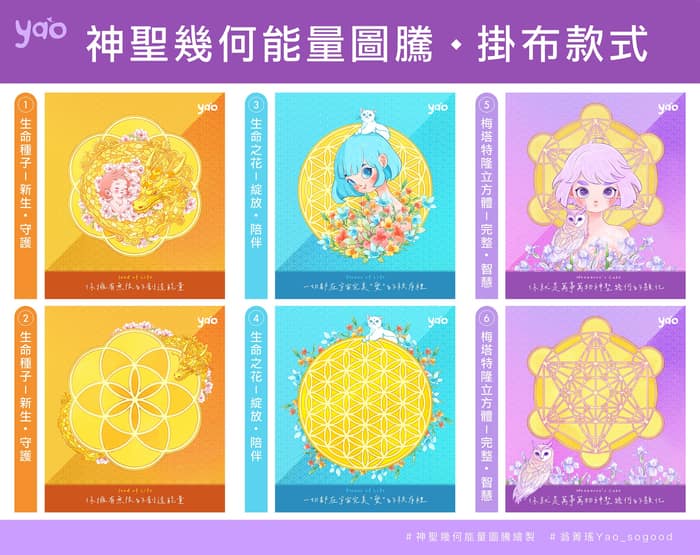 這次繪製的《神聖幾何能量圖騰掛布》總共6